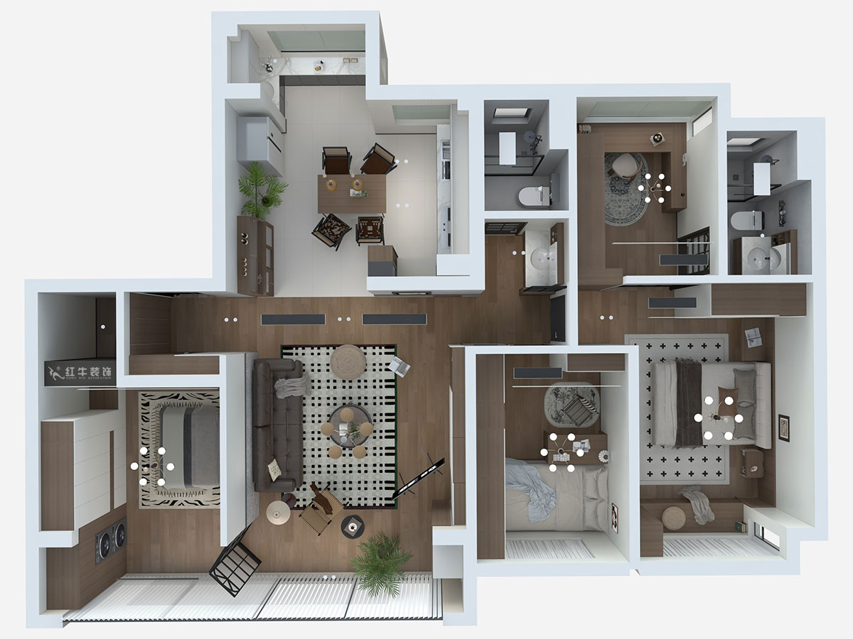 刘萍萍｜铭著风华6-701-136㎡-中古风｜4室2厅2卫｜新房装修｜定制家｜全包20
